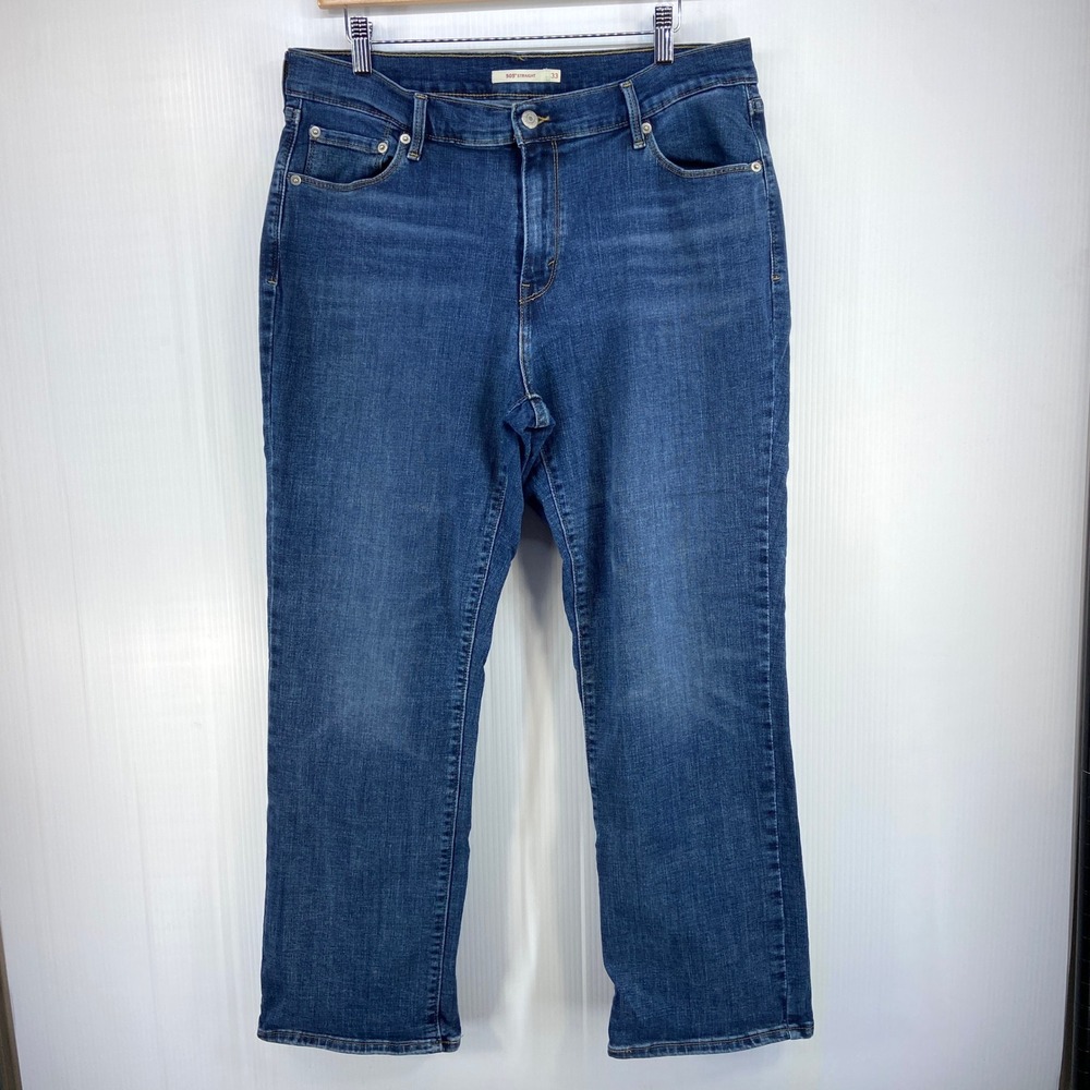 Levis 505 Straight Leg‎ Blue Denim Jeans Womens 33